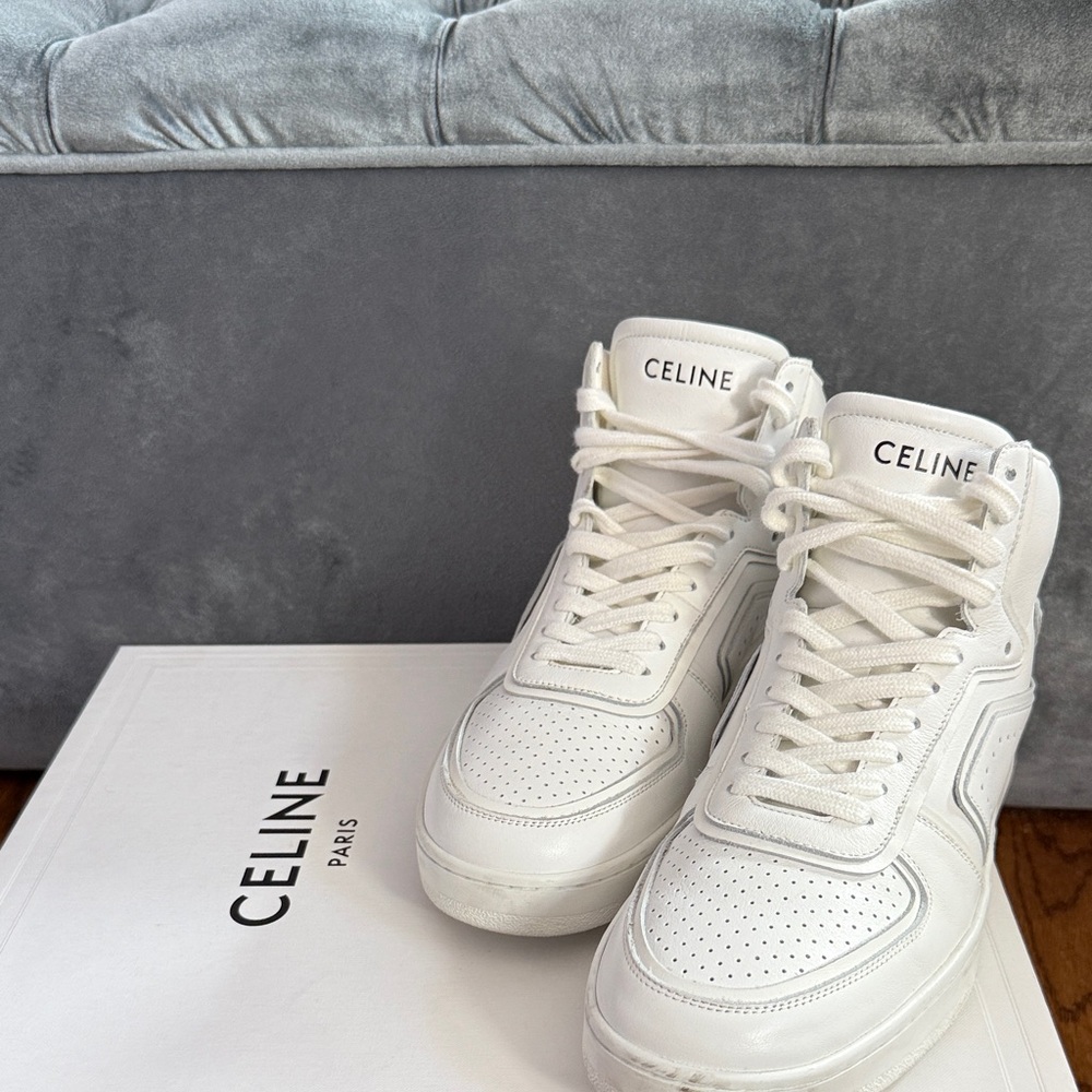 Celine Women's Classic White High-Top Sneakers - Picture 2 of 4